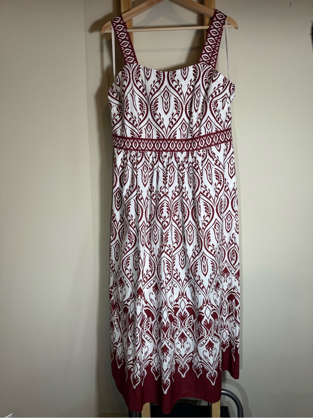 Talbots Modern Poplin Fit & Flare Maxi Dress Bohemian Medallion - Picture 2 of 8